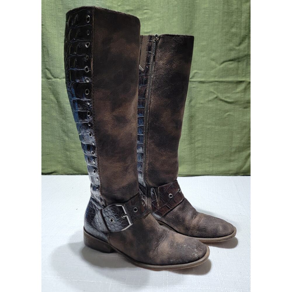 Donald J Pliner Gale Alligator & Suede Tall Boots - Women's 8